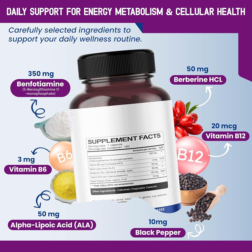 HarmoVira Benfotiamine 6-in-1 Complex for Heart & Brain Wellness - 180 Capsules - image 3
