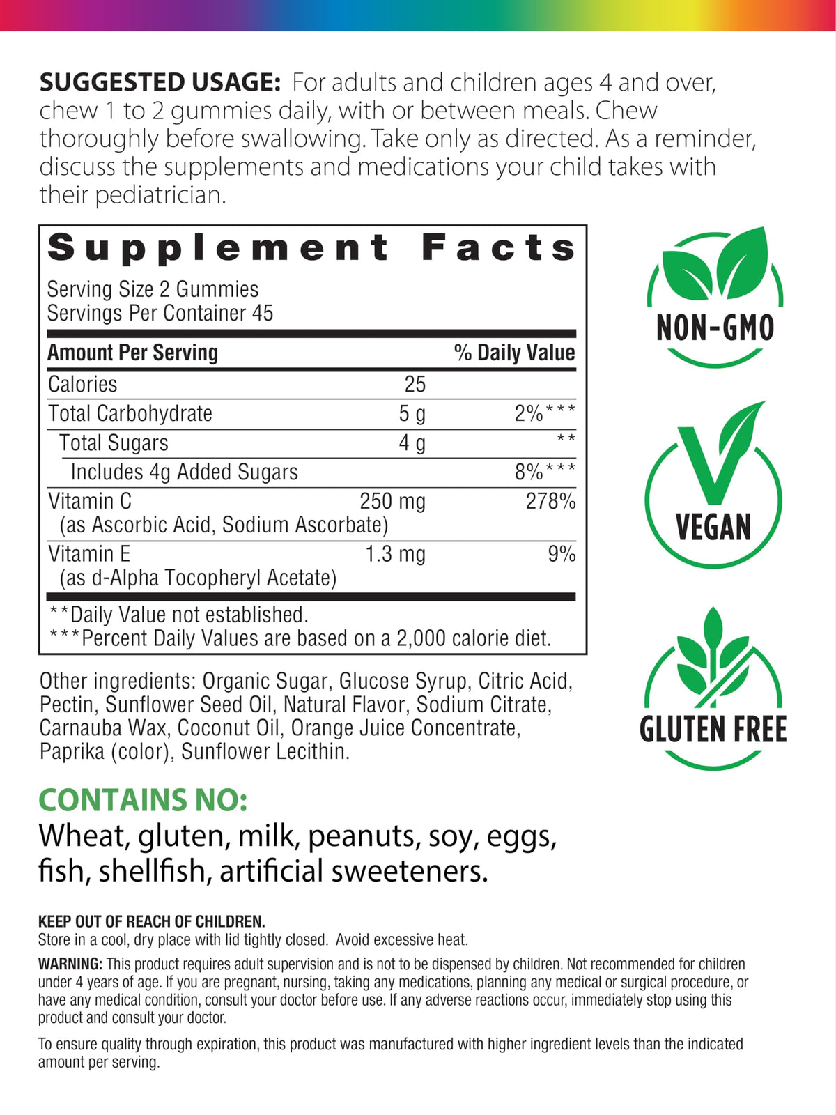 Rainbow Light Vitamin C Gummies with Vitamin E - 90 Count - image 2