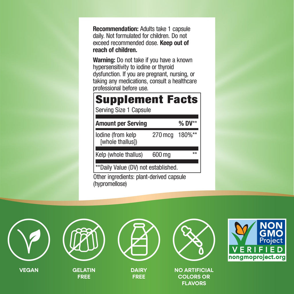 Nature's Way Kelp 600 mg Iodine Support - 100 Capsules - image 5