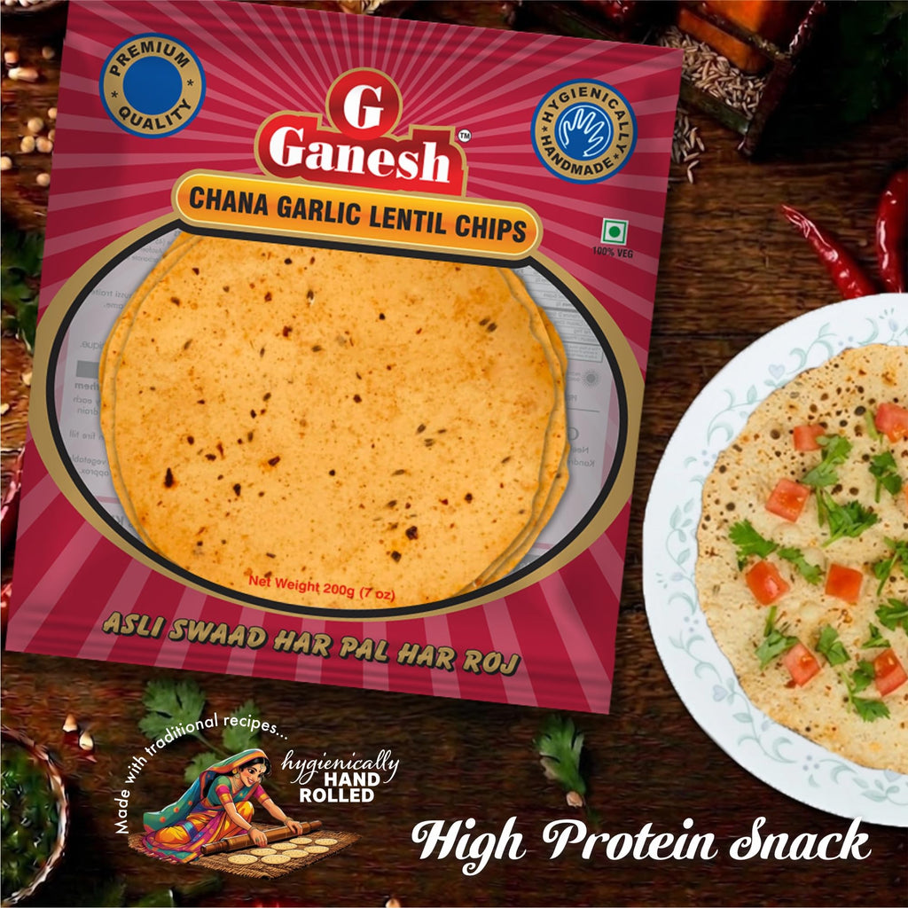 Ganesh Chana Garlic Poppadum Chips - Pack of 2, 30 Pcs - image 7