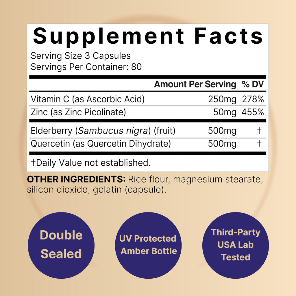 NatureBell Elderberry with Vitamin C, Zinc & Quercetin - 240 Capsules - image 2