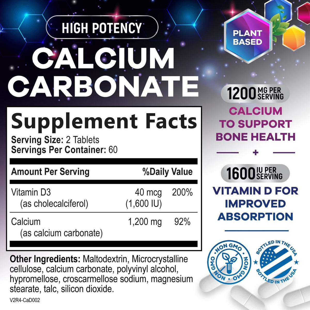 Nature's Peak Calcium 1200 mg with Vitamin D3 - Bone Health Supplement