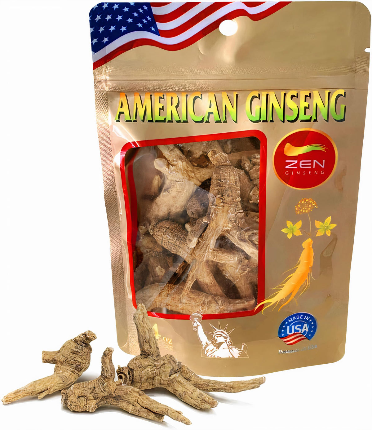 Zen Ginseng Powder 花旗参 - 4 oz Bag of American Wisconsin Ginseng