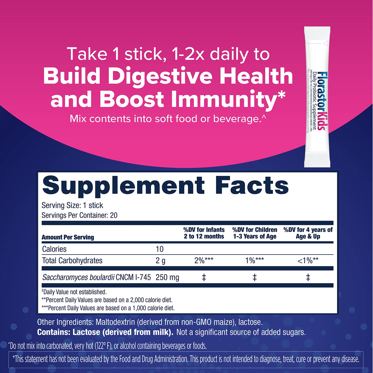 Florastor Kids Dual Action Probiotic Powder - 20 Sticks - image 2