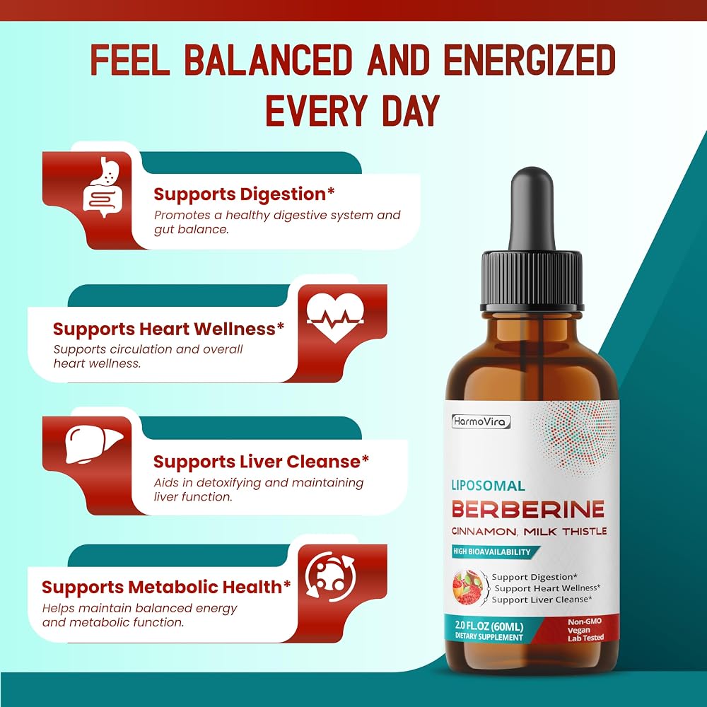 HarmoVira Liposomal Berberine 6-in-1 Digestive Wellness - 2 fl oz - image 5