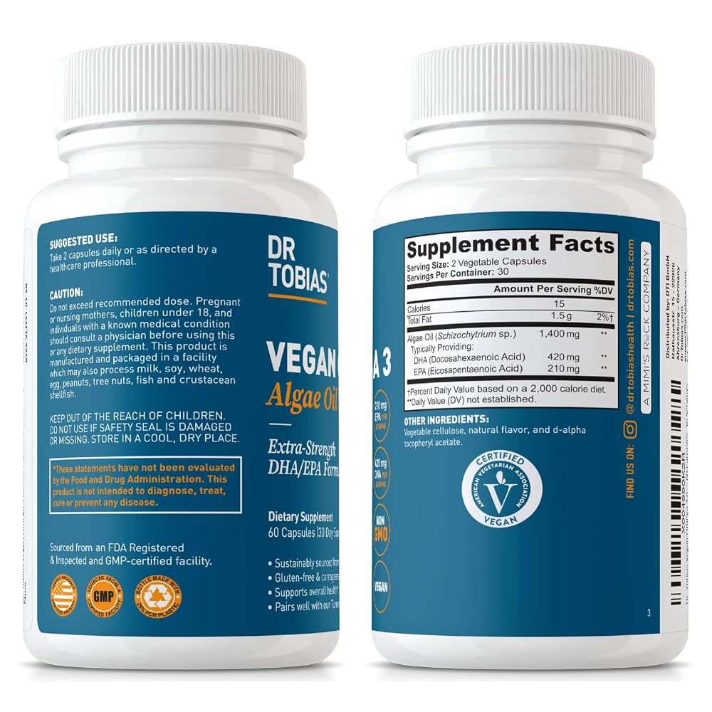 Dr. Tobias Vegan Omega 3 Algae Oil - 60 Capsules - image 7
