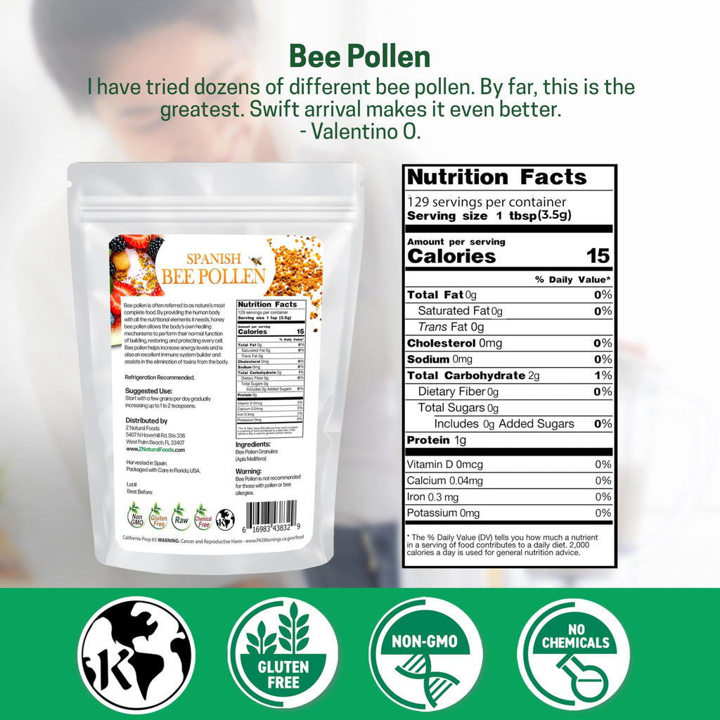 Z Natural Foods Spanish Bee Pollen Granules for Energy & Immune Support - 1 lb - image 6