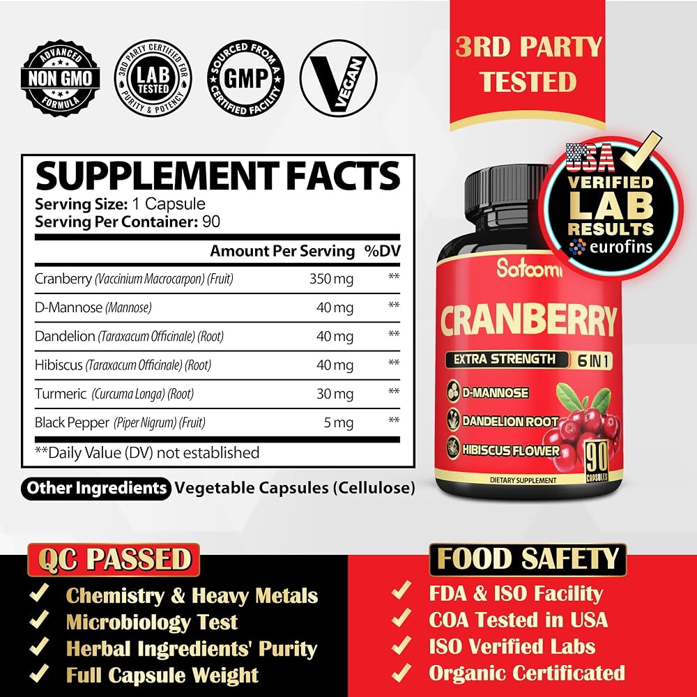 Satoomi Cranberry Pills for Women - 90 Vegetarian Capsules - image 2