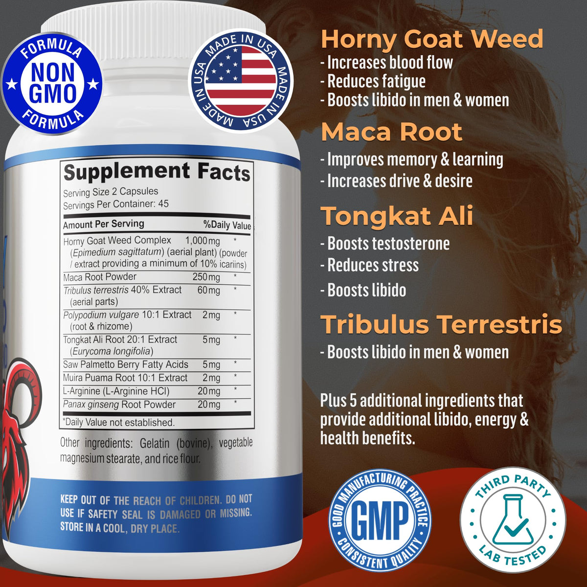 YUMMYVITE Horny Goat Weed 1364mg Extra Strength - 90 Capsules - image 2