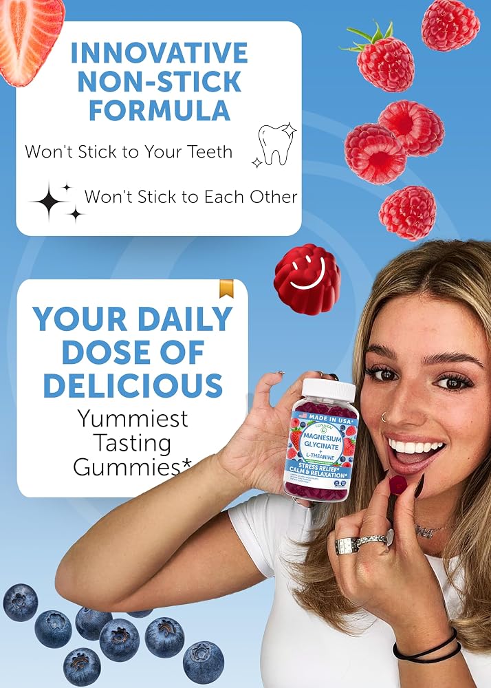 Lunakai USA Made Magnesium Glycinate Gummies 426mg with L-Theanine