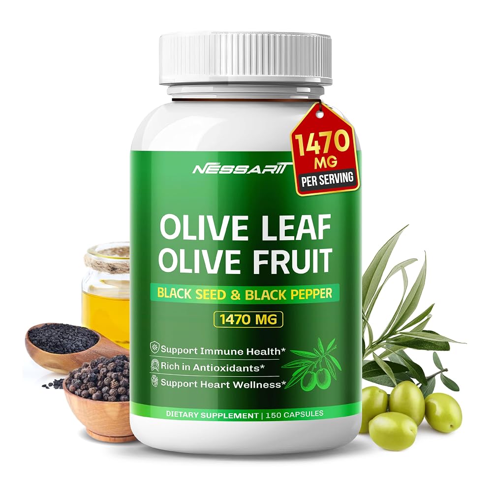 Nessarit Olive Leaf & Olive Fruit 1470mg with Black Seed - 150 Capsules