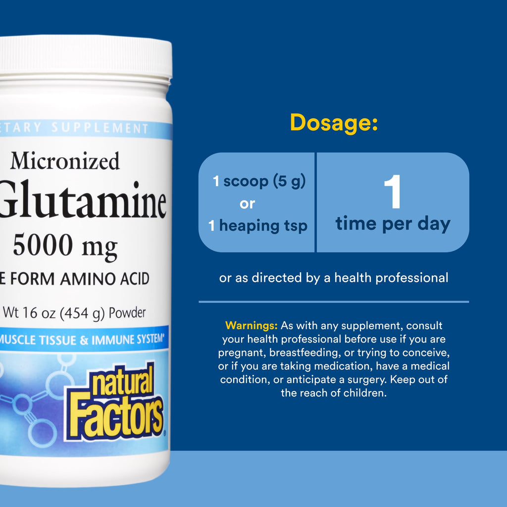 Natural Factors Micronized L-Glutamine Amino Acid 5,000 mg - 90 Servings - image 3