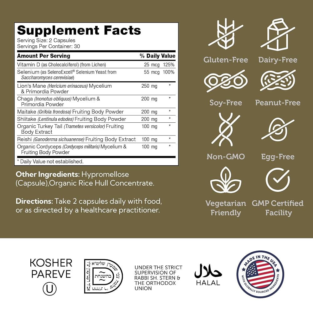 Zahler Mushroom Complex Premium Blend for Focus & Immunity - 60 Capsules - image 5