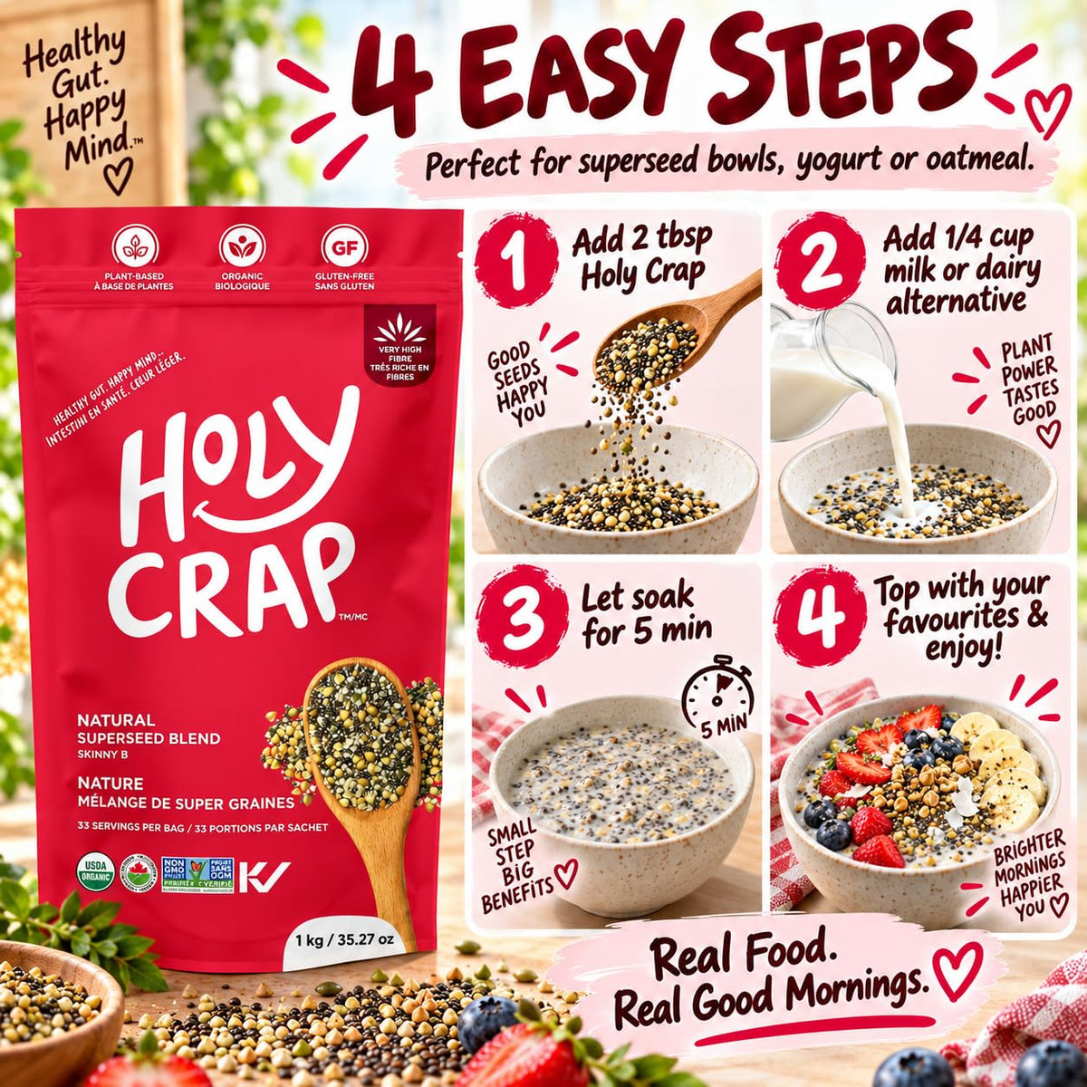 Holy Crap Natural Superseed Cereal High-Fiber Breakfast - 1 kg - image 5