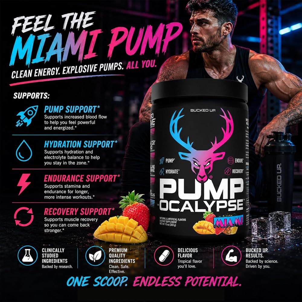 Bucked Up Pump-ocalypse Miami Nitric Oxide Booster Powder - 13 oz - image 6