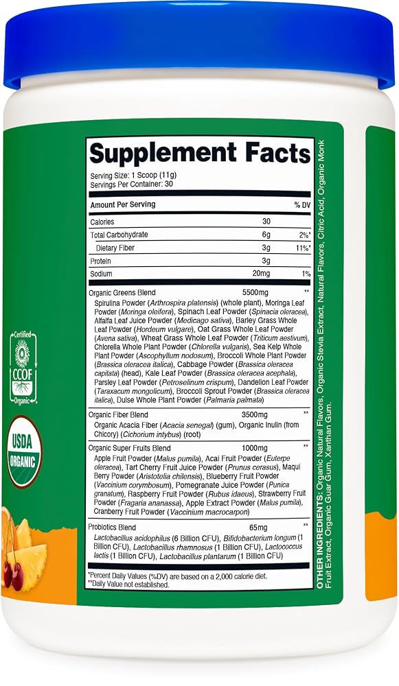 Nutricost Organic Super Greens Powder (30 Servings) - Superfood