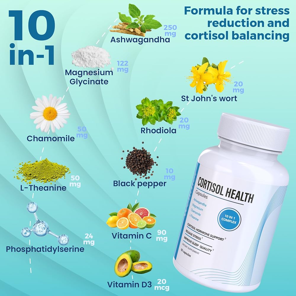 Welldiet 10-in-1 Cortisol Supplement with Ashwagandha - 60 Capsules - image 2