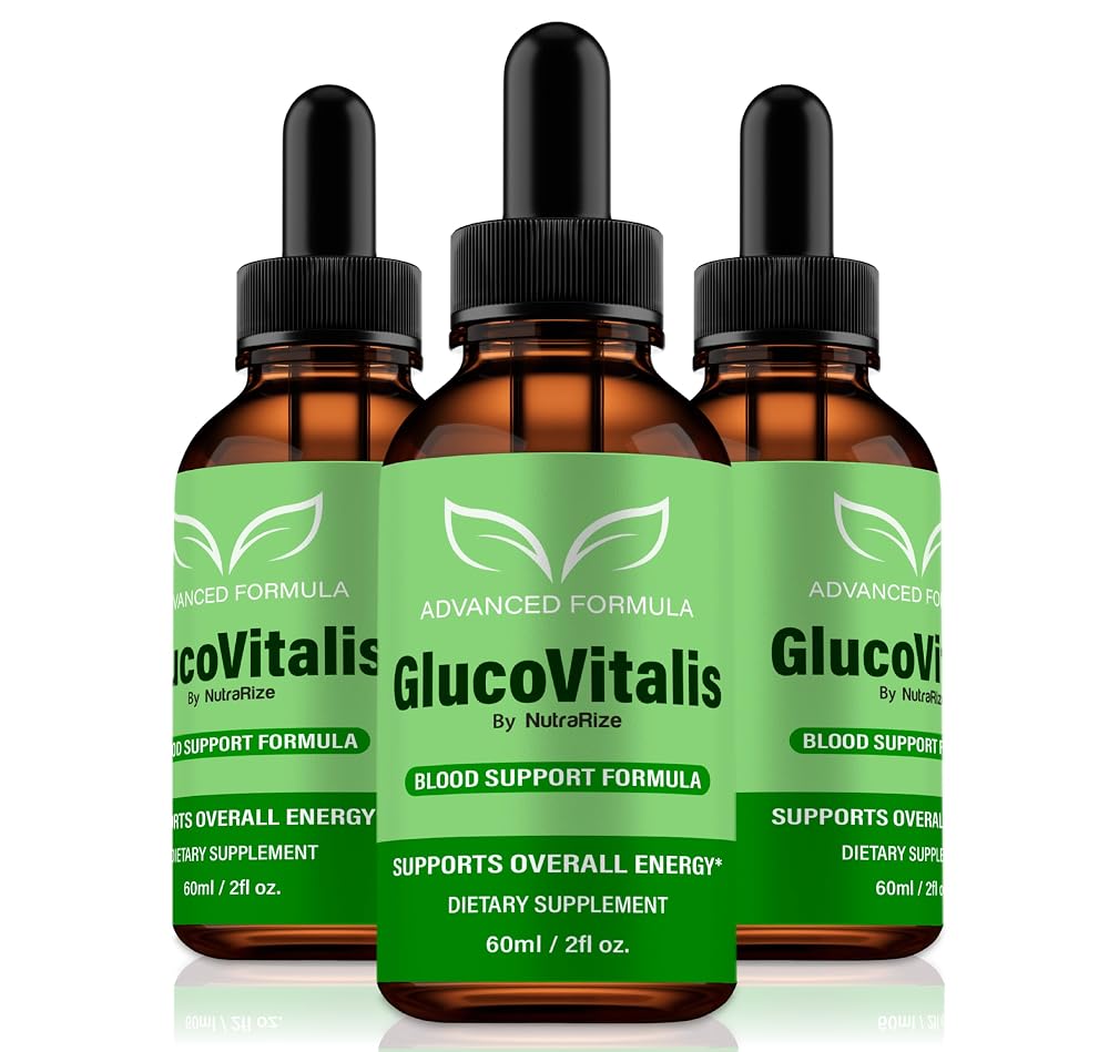NutraRize GlucoVitalis Drops Liquid Formula for Energy Support - 3 Pack
