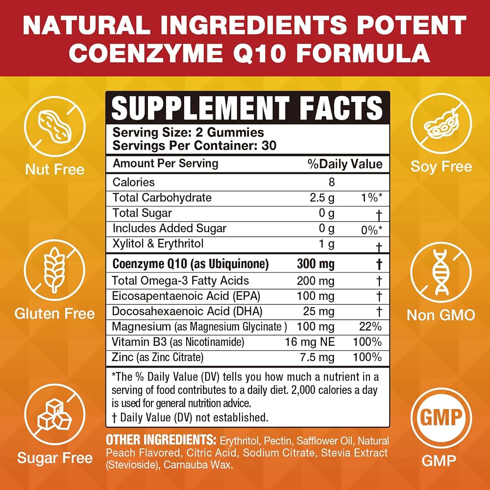 VAJYKEWJY Sugar-Free CoQ10 Gummies 300 mg - 60 Count - image 2