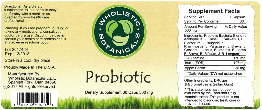 Wholistic Botanicals Probiotic Caps Digestive Health - 60 Capsules - image 5