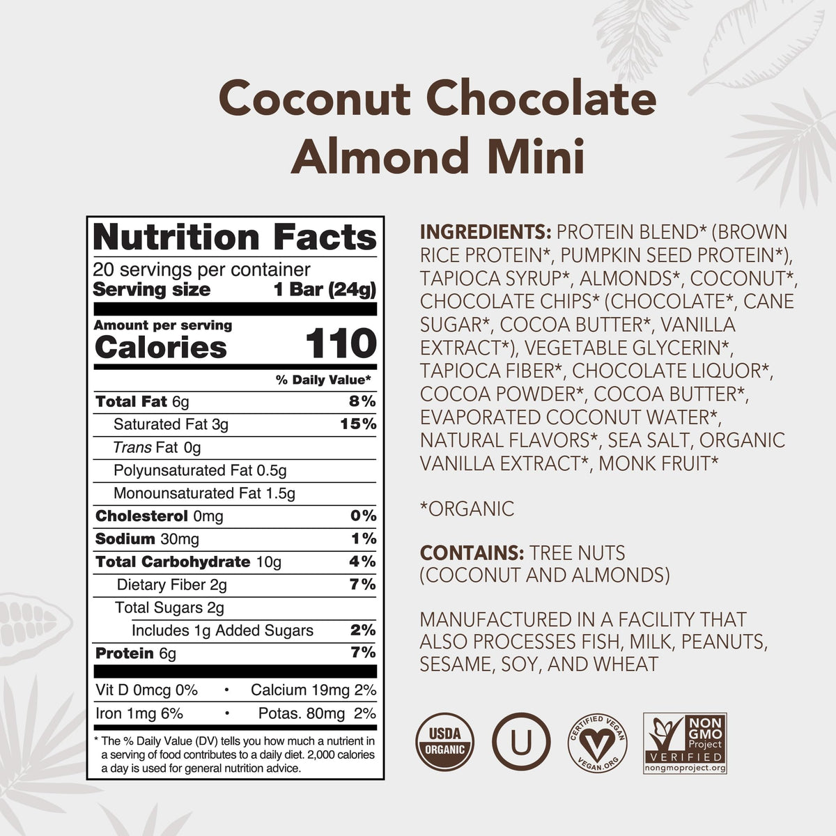 ALOHA Organic Plant Based Protein Bar Minis Coconut Chocolate Almond - 20 Count - image 2