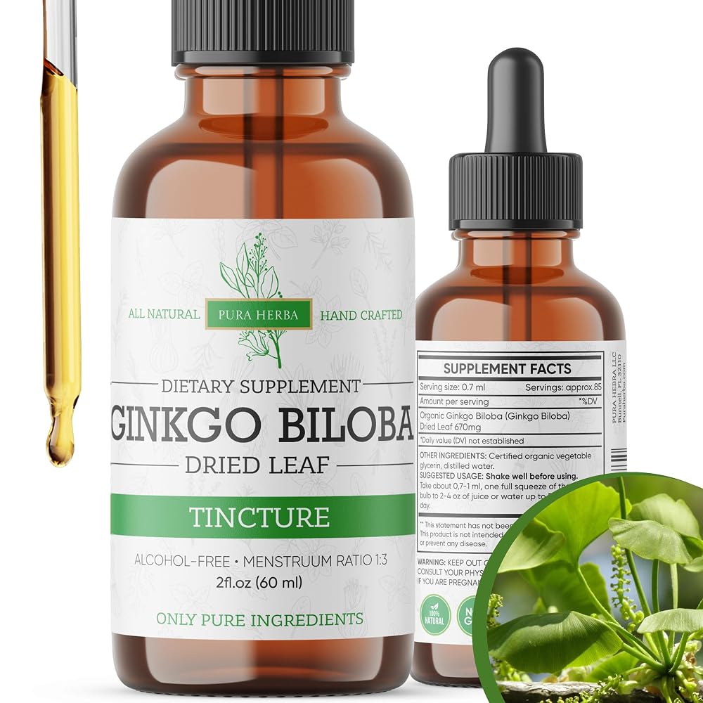 Pura Herba Ginkgo Biloba Extract Liquid for Brain Function - 2 Fl Oz