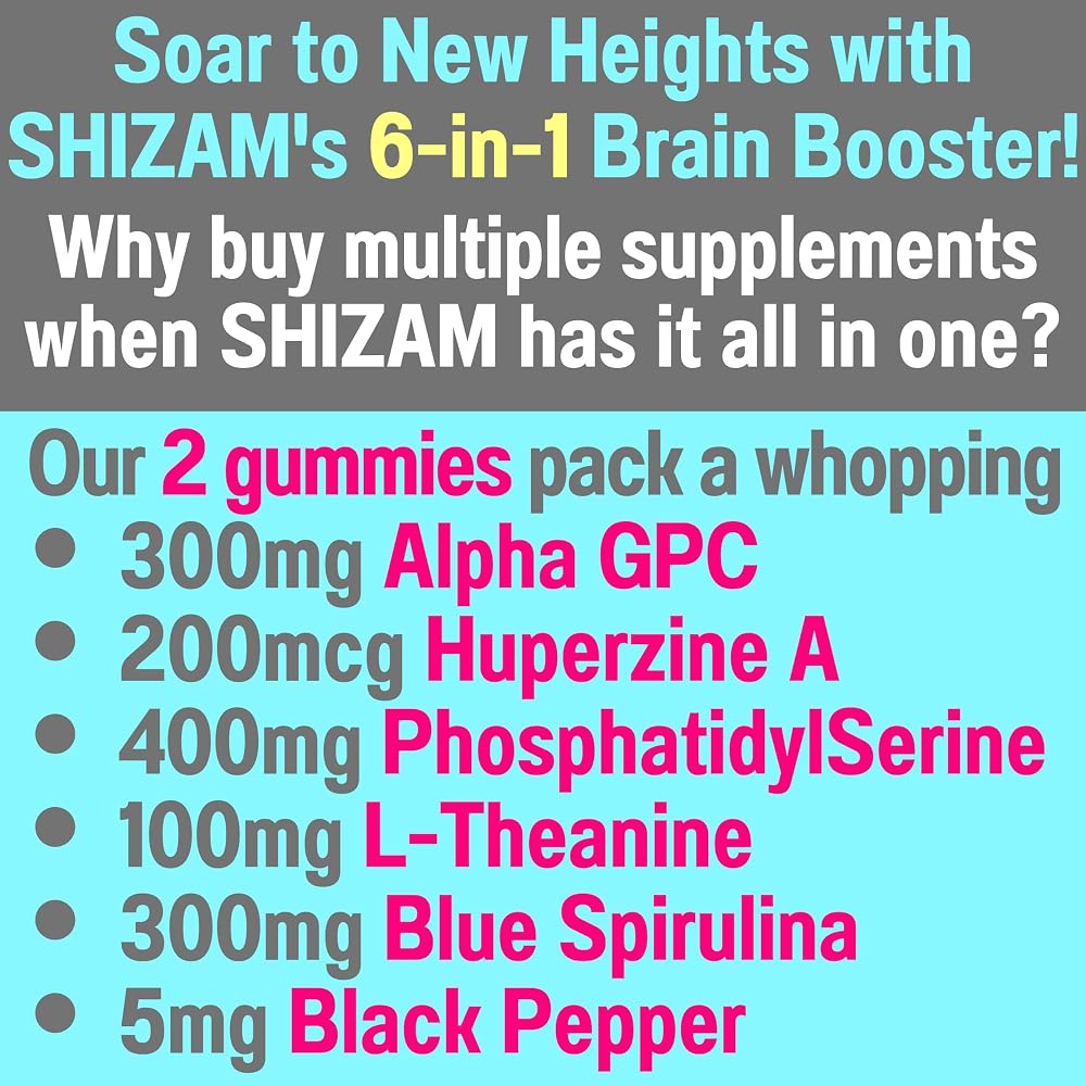 SHIZAM Alpha GPC Huperzine A Brain Support Gummies - 60 Count - image 2