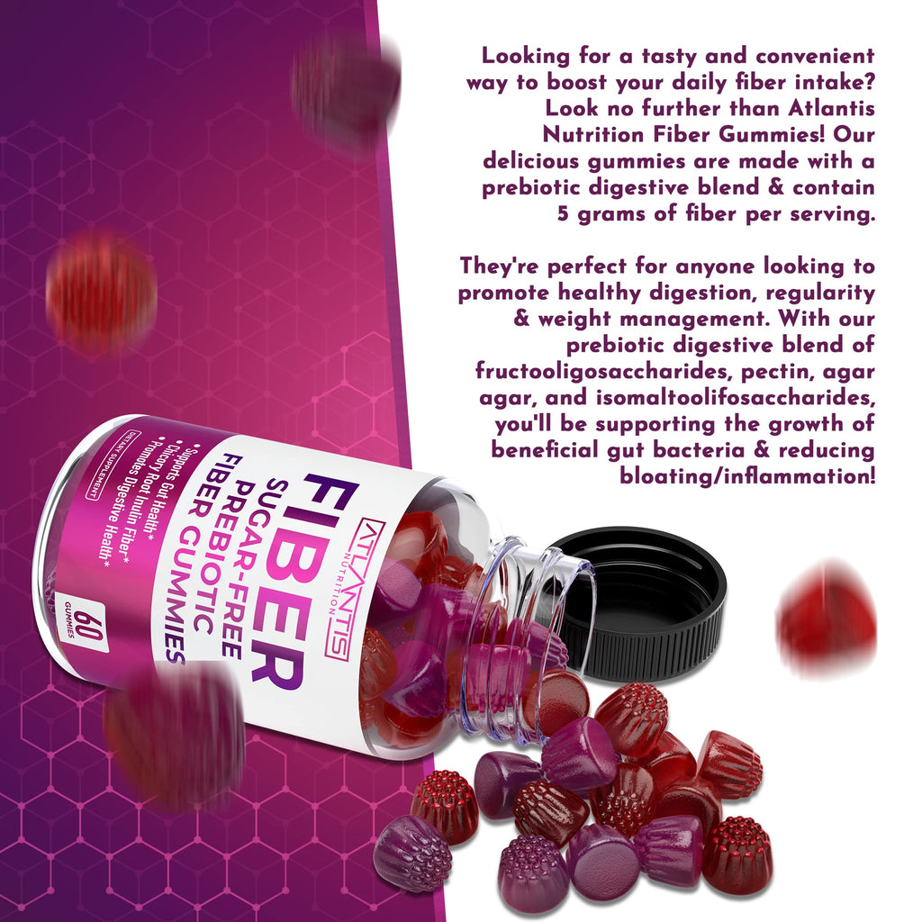 Atlantis Nutrition Sugar Free Fiber Gummies for Digestive Health - 120 Gummies - image 7