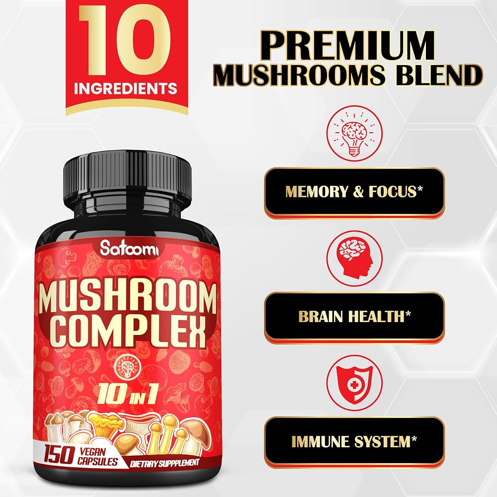 Satoomi 10in1 Mushroom Complex Brain Support - 150 Capsules - image 3