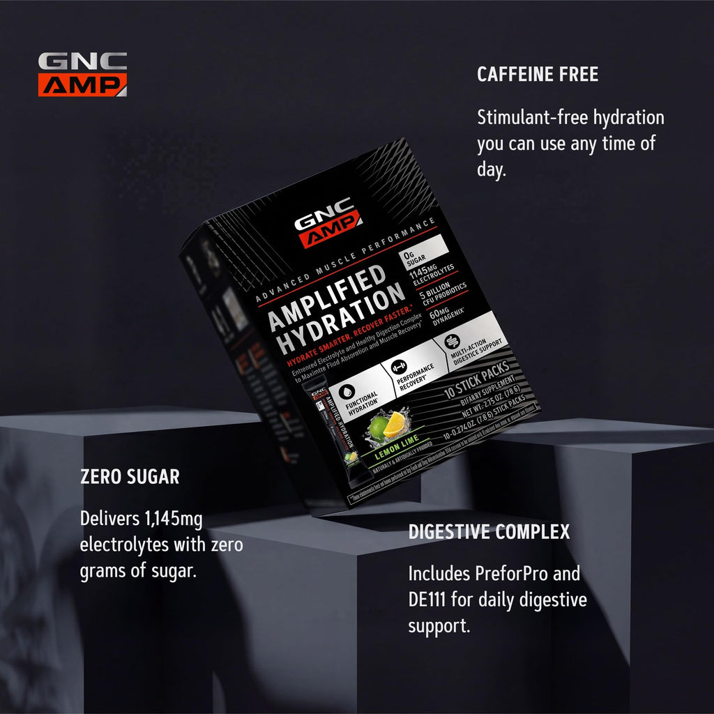 GNC AMP Amplified Hydration Lemon Lime - 10 Stick Packs - image 5