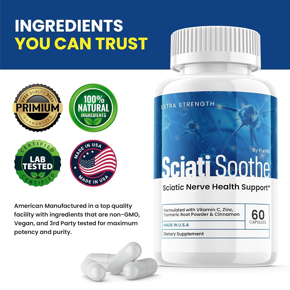 Purvia Sciatisoothe Nerve Health Support Capsules - 180 Capsules - image 3