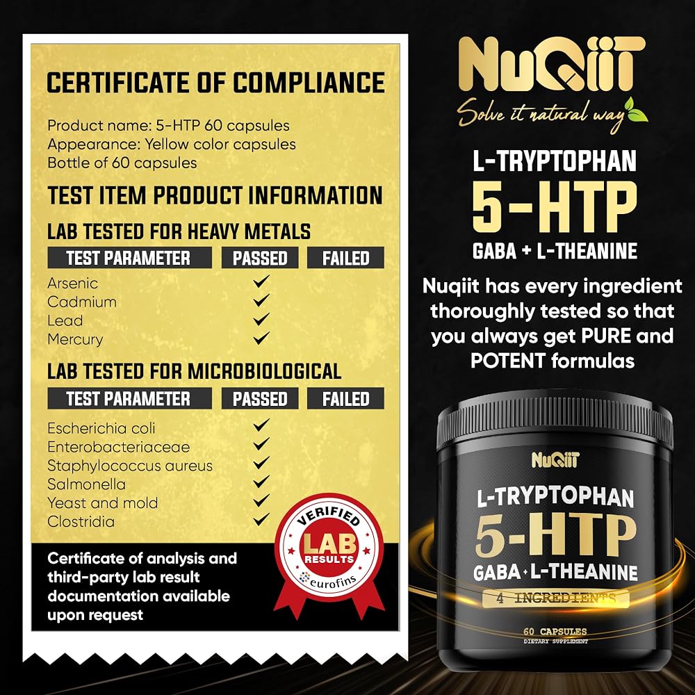 NUQIIT 5-HTP 200mg with GABA & L-Theanine - 60 Capsules - image 5