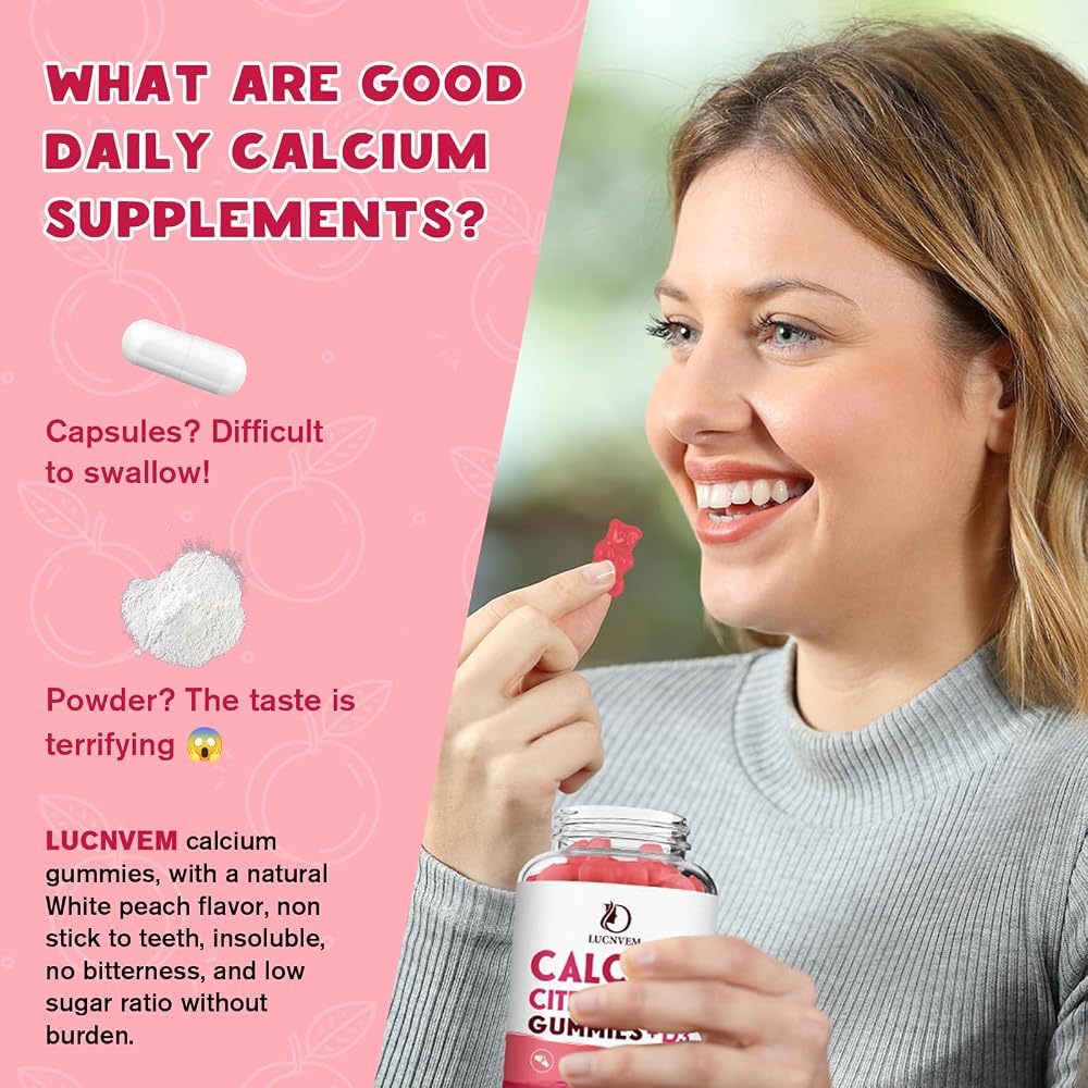 LUCNVEM Calcium Citrate 1200mg with Vitamin D3 Supplements Gummies
