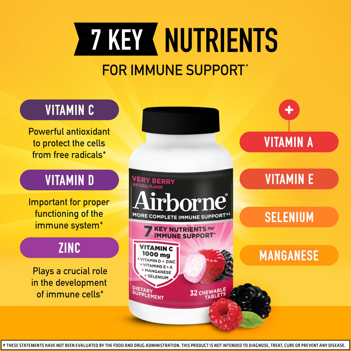 Airborne Very Berry Immune Support Chewable Tablets - 32 Count - image 3