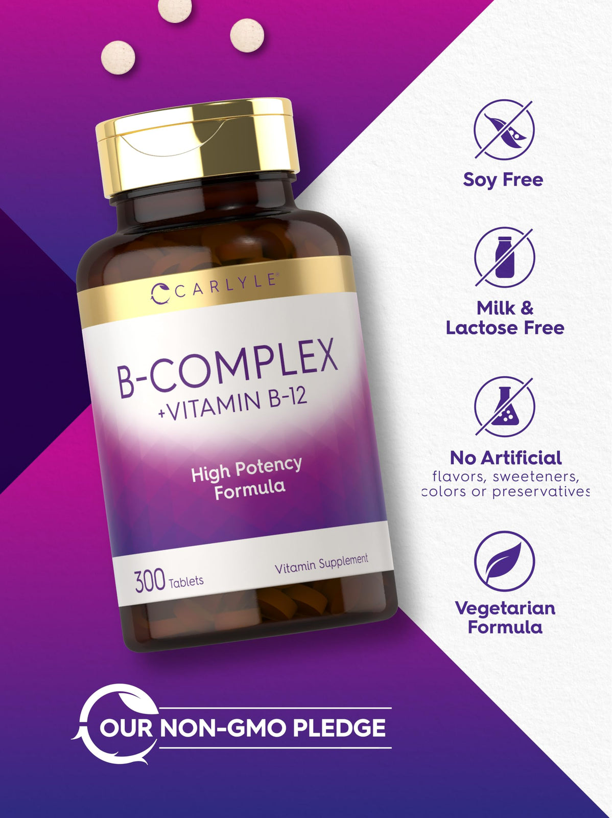 Carlyle B-Complex Vitamin with B12 - 300 Tablets - image 5