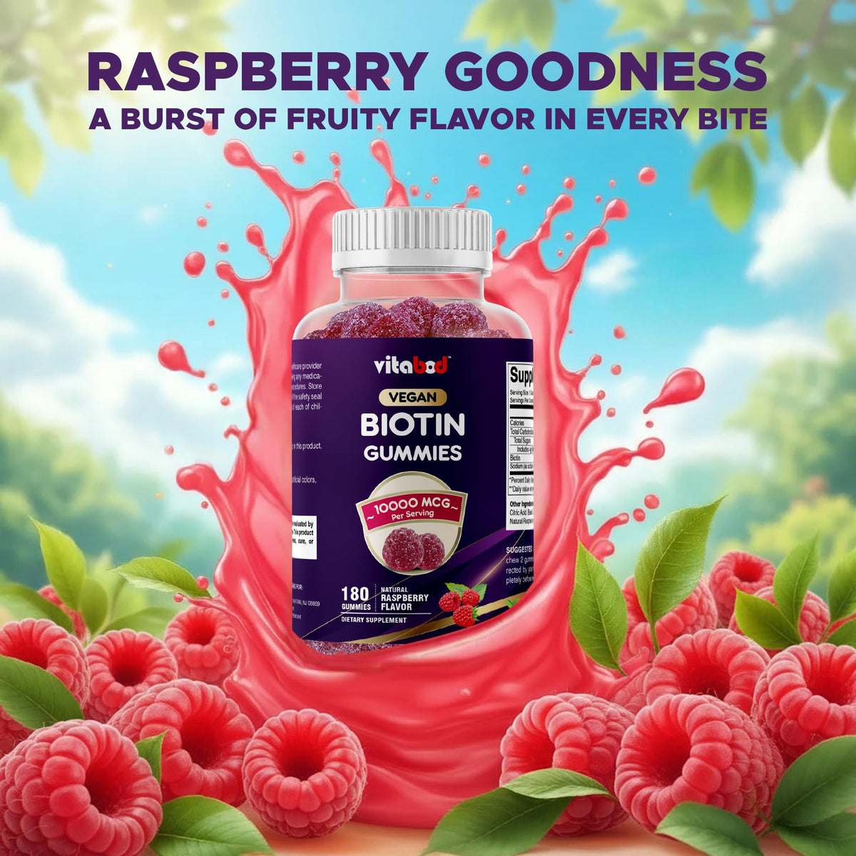 Vitabod Biotin Gummies 10,000 mcg - 180 Gummies - image 4