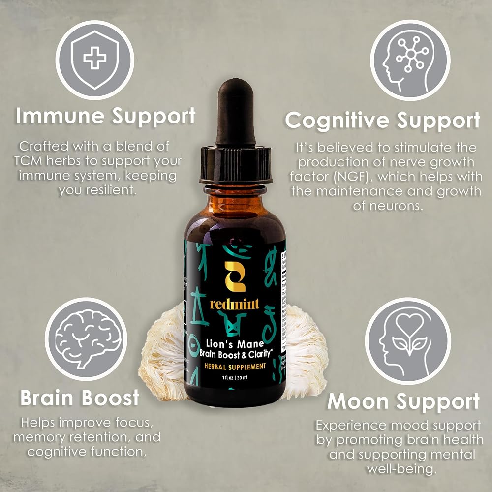 Redmint Lion's Mane Mushroom Herbal Tincture - 1 Fl Oz - image 3
