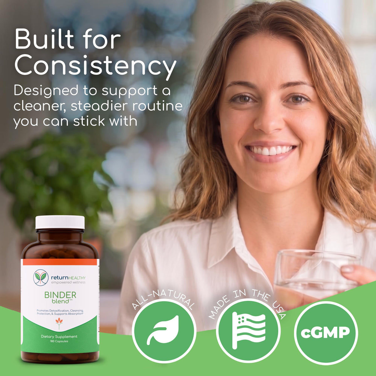 Return Healthy Binder Blend Toxin Binder Supplement - 180 Capsules - image 5