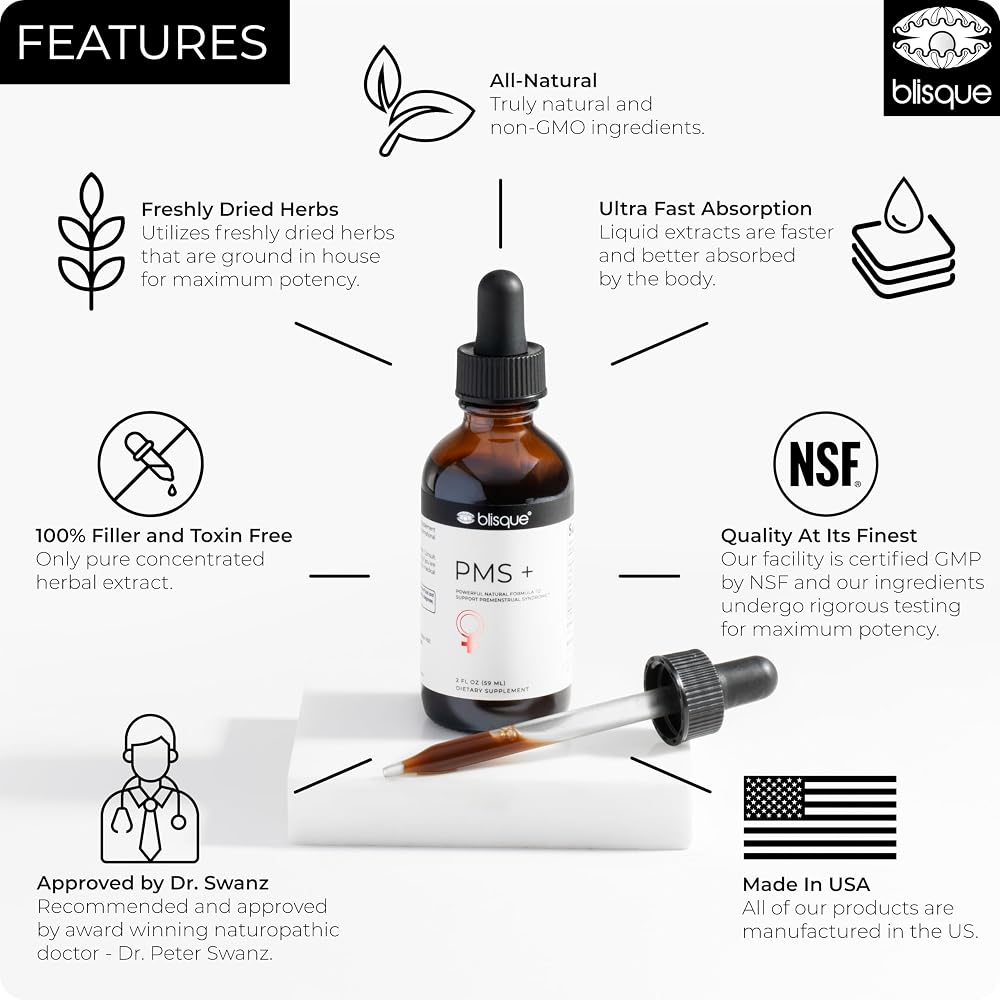 Blisque Natural PMS Support Supplement for Period Cramps - 59 Servings - image 3
