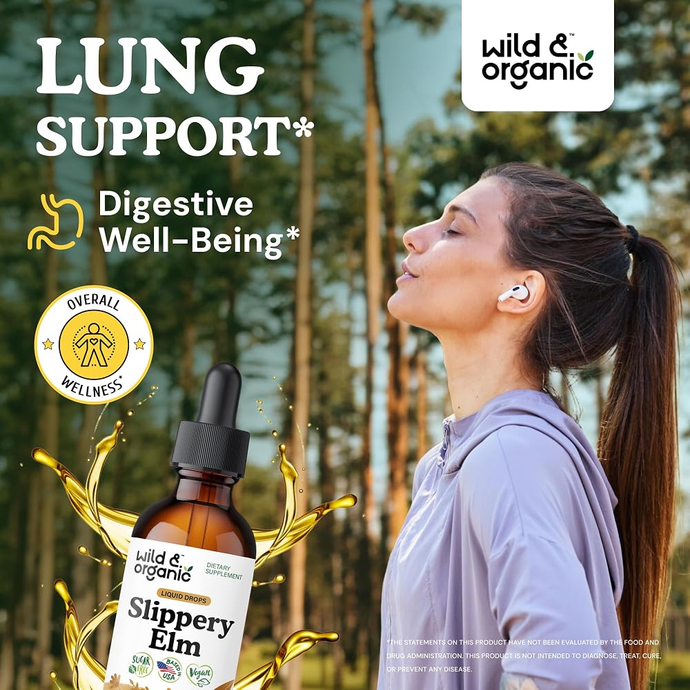 Wild & Organic Slippery Elm Liquid Drops - Organic Slippery Elm Bark