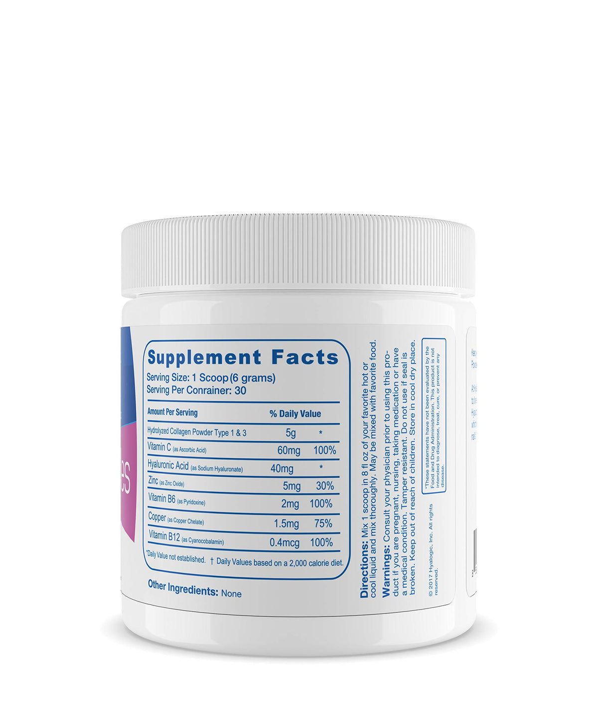 Hyalogic Hyaluronic Acid Collagen Peptides Powder - 6.4oz - image 2