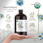 HBNO Organic Black Seed Oil - Huge 32oz (950ml) Glass Bottle Value - image 2