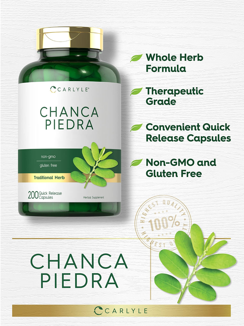 Carlyle Chanca Piedra - 200 Capsules - image 3