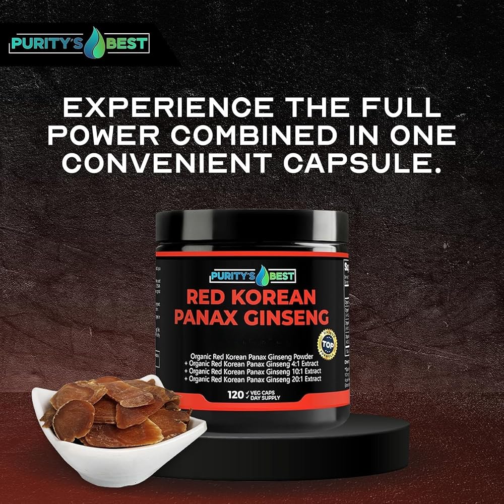 Purity's Best Red Korean Panax Ginseng 5% Ginsenosides - 120 Vegetarian Capsules - image 5