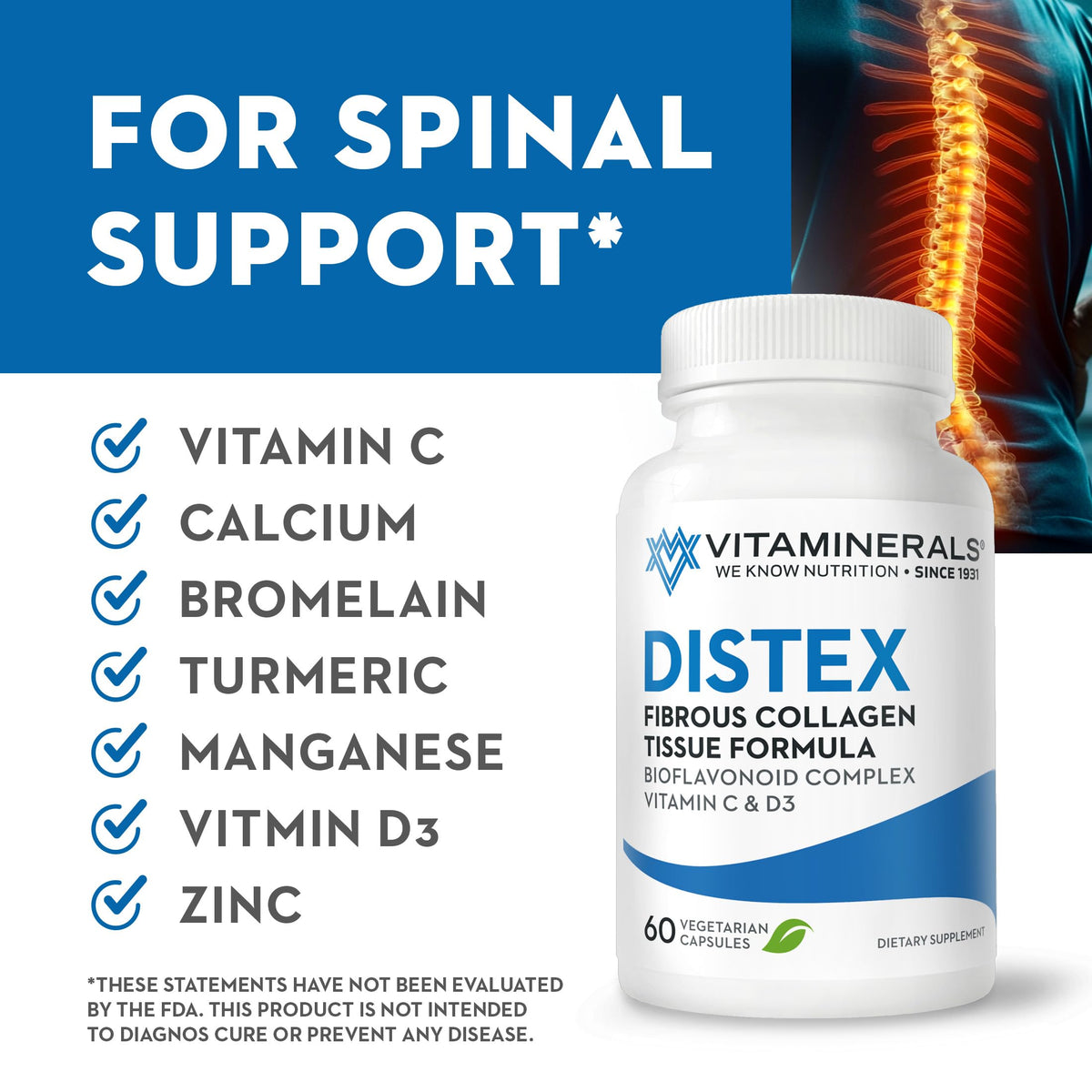 Vitaminerals 117 Distex Spinal Disc Support - 60 Vegetarian Capsules - image 3
