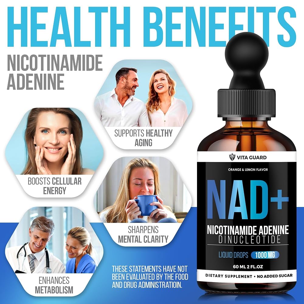 Vita Guard Pure NAD+ Liquid Drops 1000mg - 2 Fl Oz - image 4