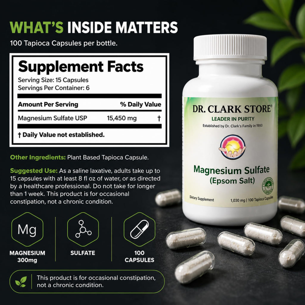 Dr Clark Magnesium Sulfate 1030mg - 100 Vegetarian Capsules - image 9