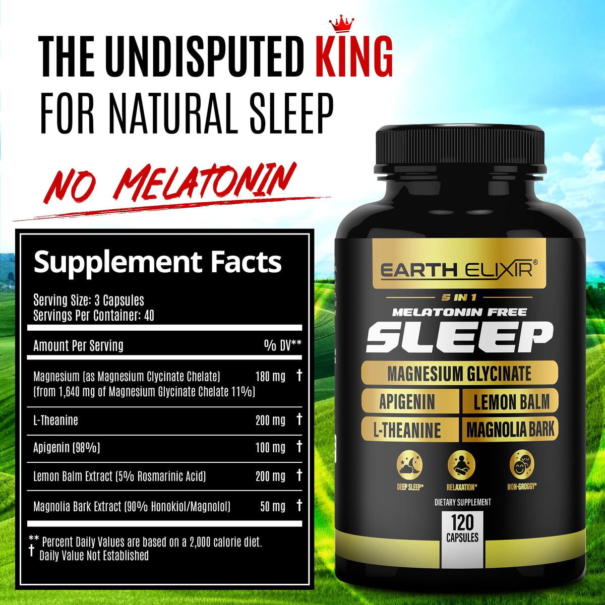 Earth Elixir 5-in-1 Melatonin Free Sleep Aid - 120 Capsules - image 2