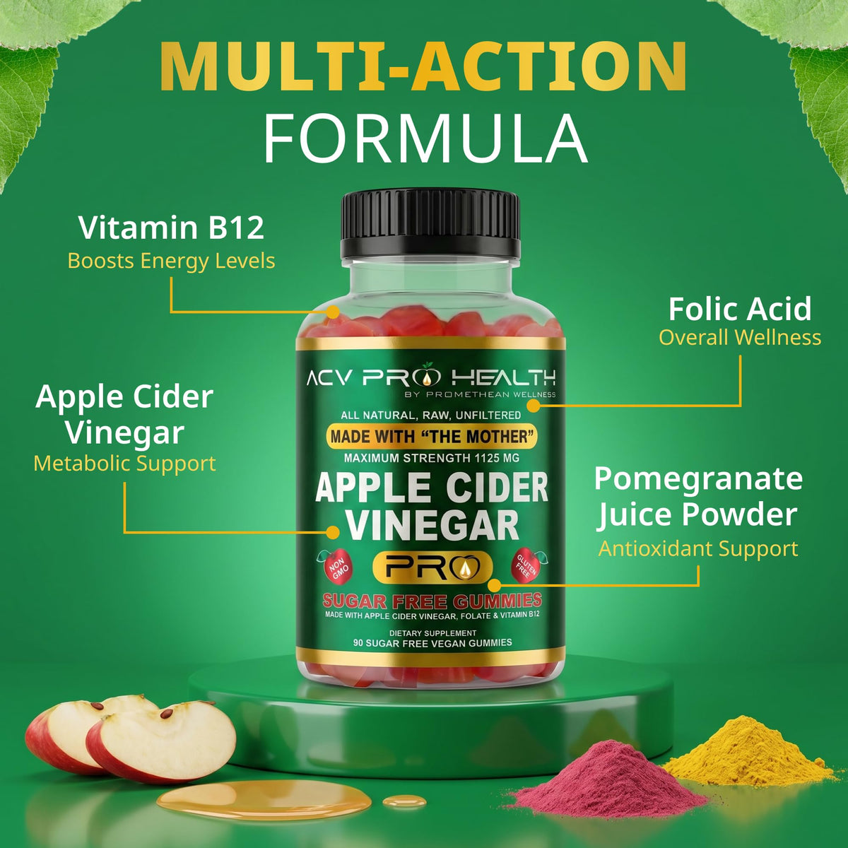 Promethean Wellness Apple Cider Vinegar Gummies Sugar Free - 90 Count - image 5