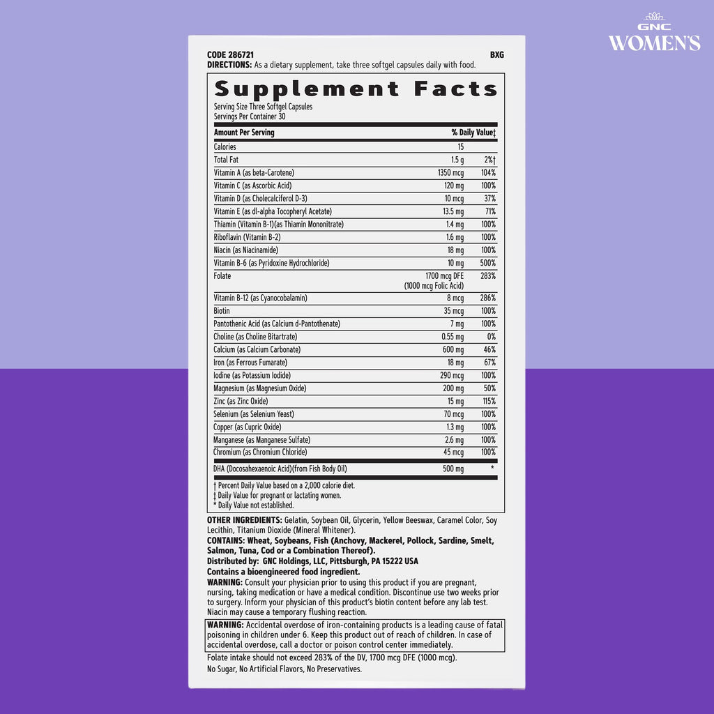GNC Women's Prenatal Multivitamin with DHA & Iron - 90 Softgels - image 7